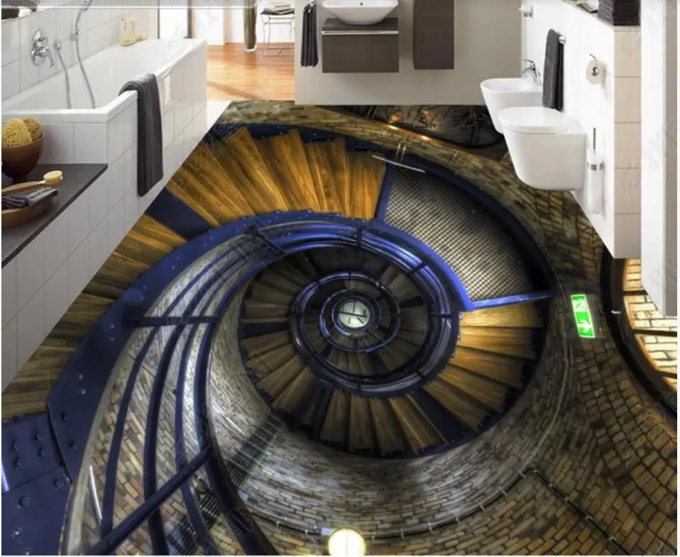 

Custom Picture Self-adhesive 3d Flooring wallpapers Wall Sticker Shock stairs shape floor painting mural living room decoration