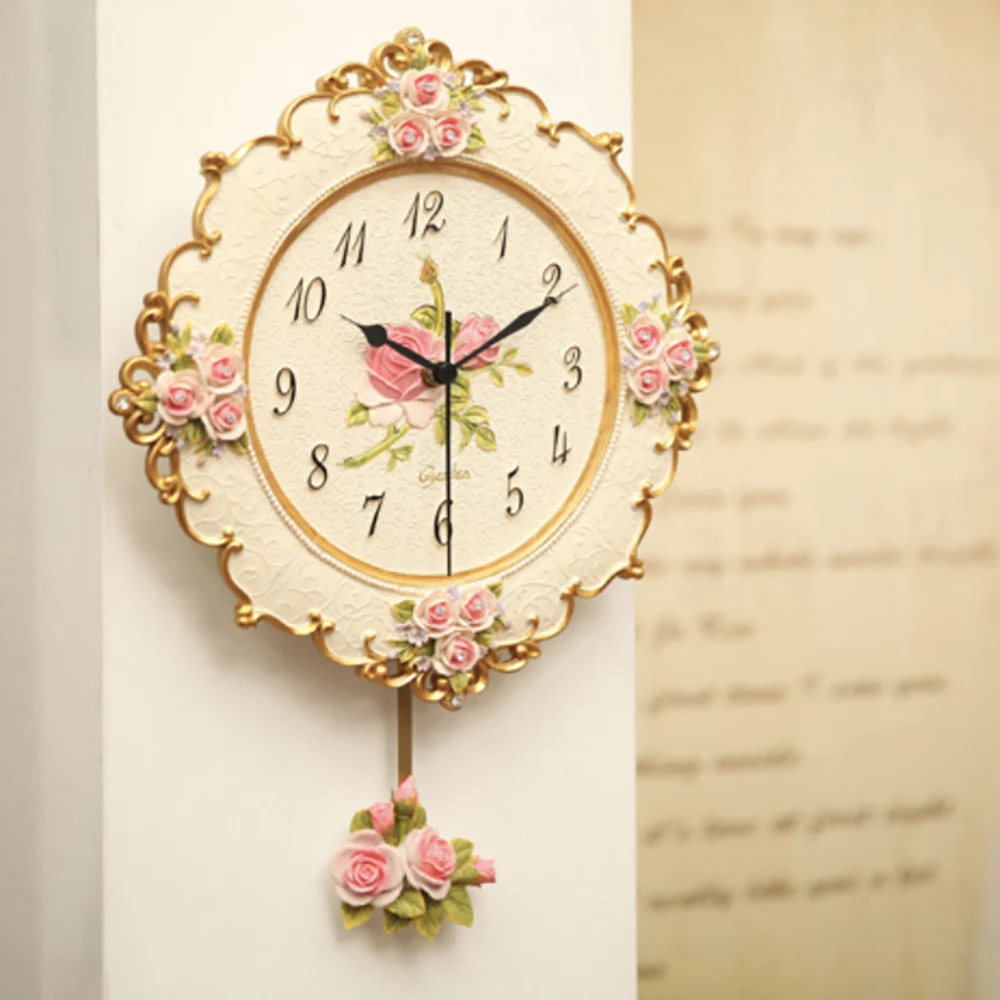 Розовые Настенные часы современного дизайна цифровые полимерные цветы домашний