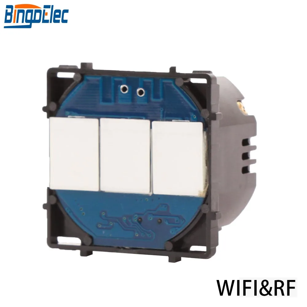 

Bingoelec EU Standard, 3 Gang 1 Way Touch Switch Part WIFI Sensor Smart And Remote Wireless 433.92 MHZ Wall Switch Part