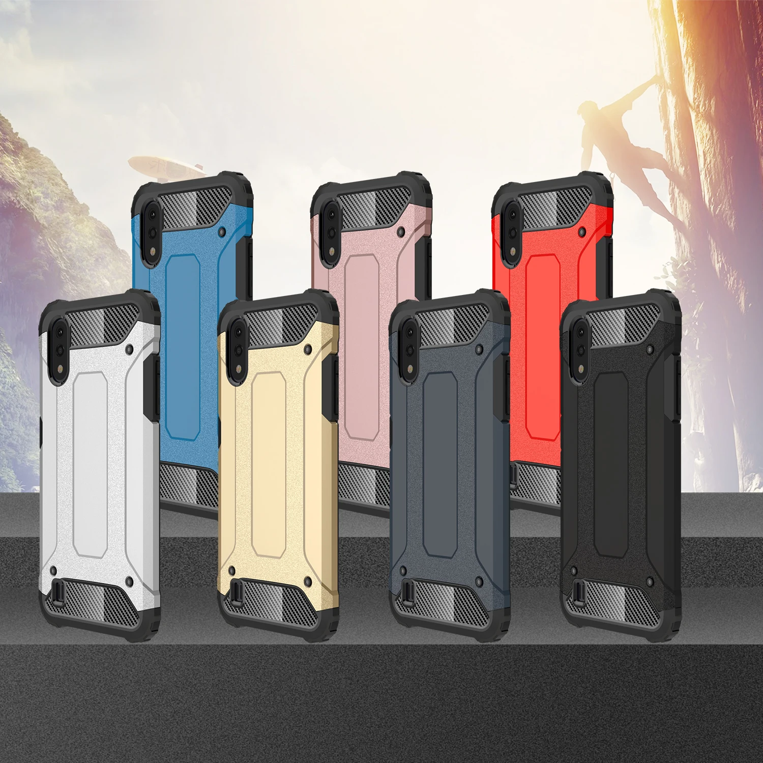 

Anti-Fall Armor Phone Case For Samsung Galaxy A02S A01 A02 A10S A20S A40S A70S A90S Metallic Paint PC Shockproof Protector Cover
