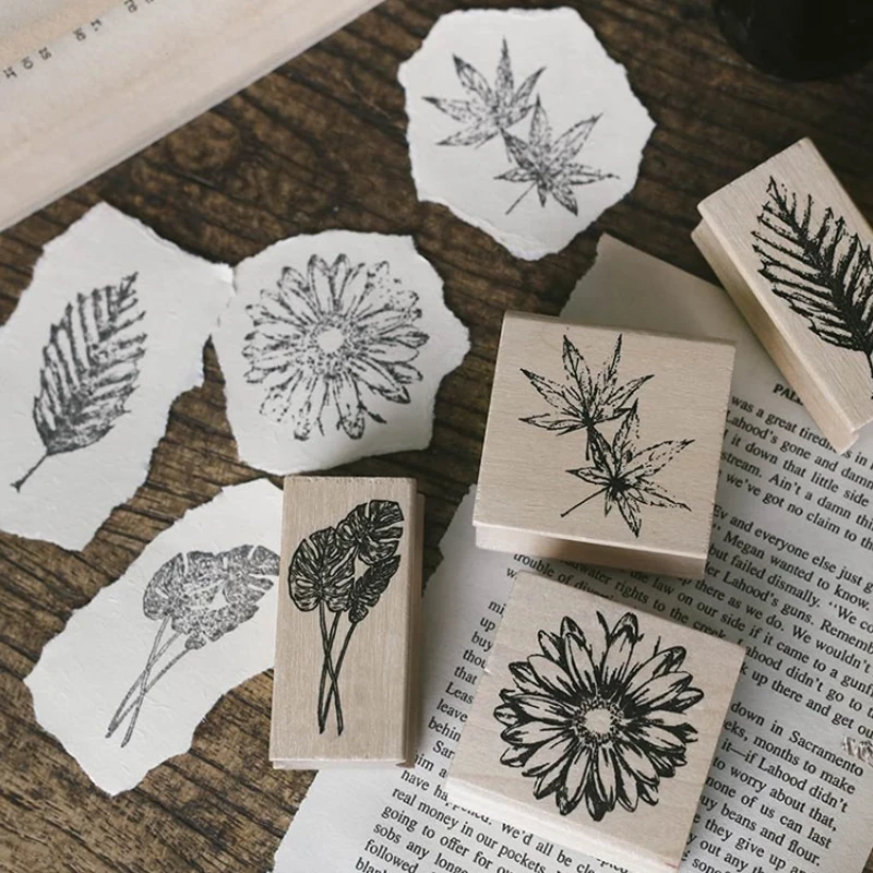 Винтажные натуральные листья штамп DIY деревянные резиновые штампы для stationery канцелярские принадлежности Скрапбукинг Стандартный штамп