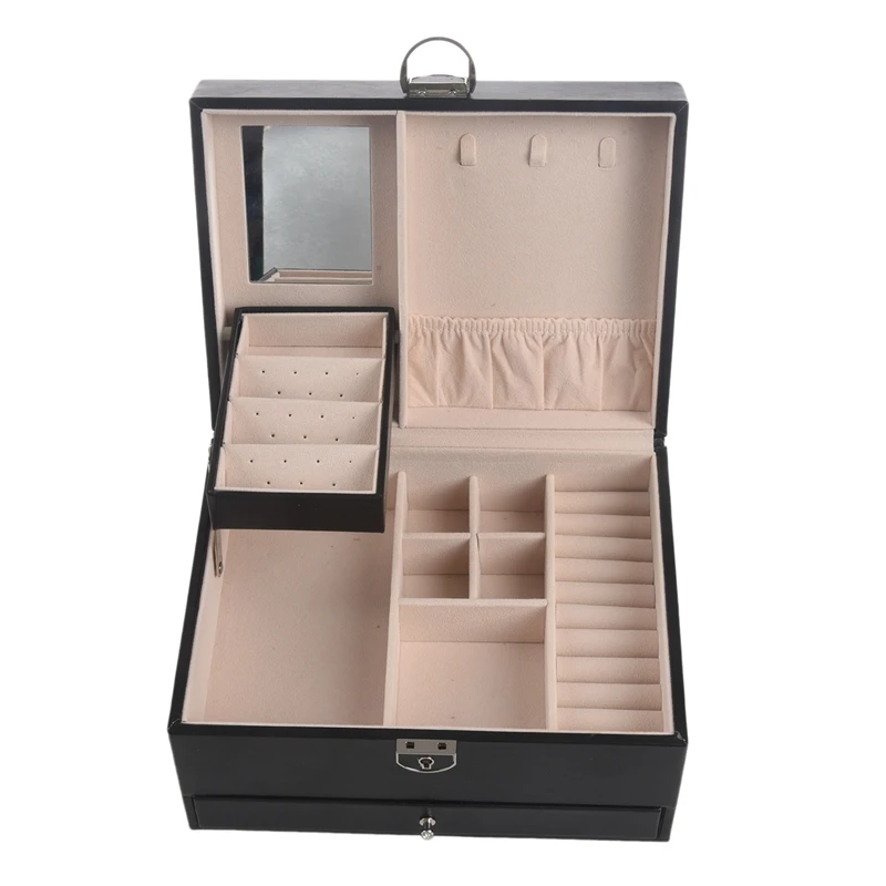 fashion design leather jewelry box jewelry case jewelry package storage large space jewelry ring necklace bracelet hot selling free global shipping