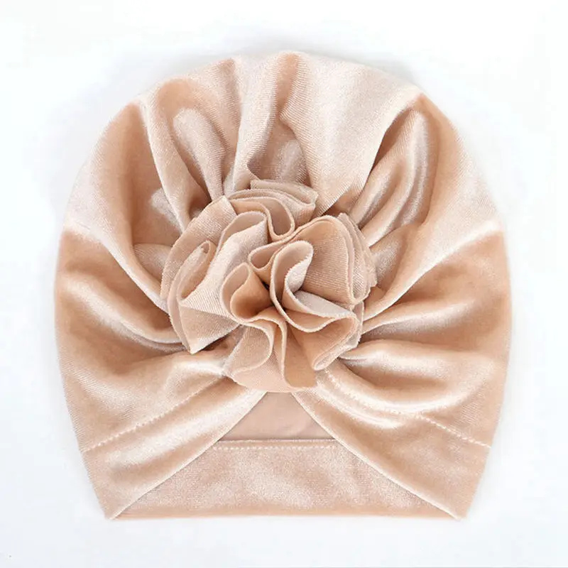 Новинка зимняя женская Шапка-бини с узлом золотистая бархатная детская теплая