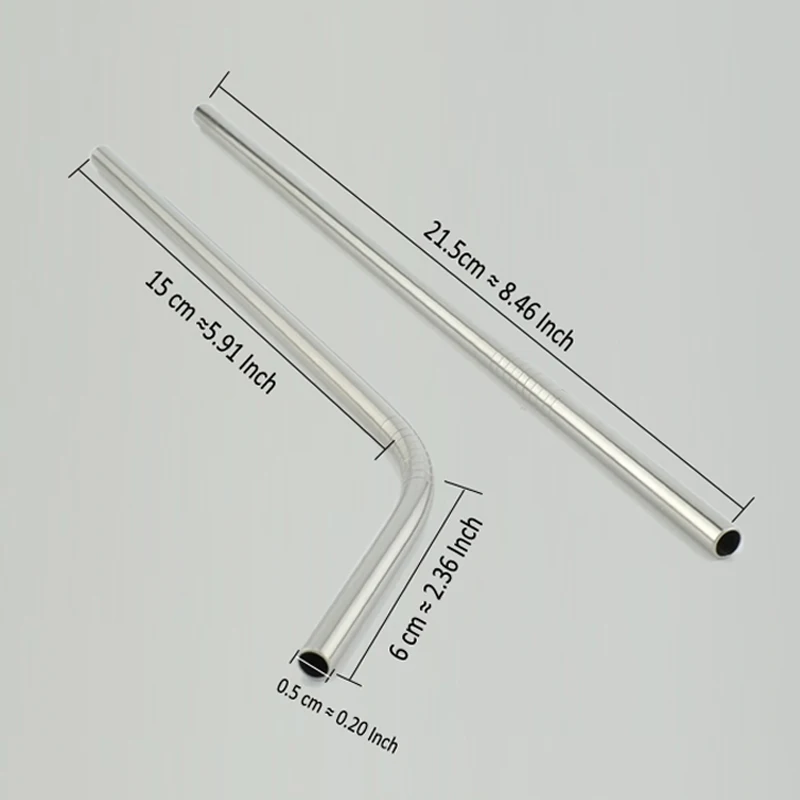 Многоразовые металлические соломинки из нержавеющей стали 304 прямые изогнутые