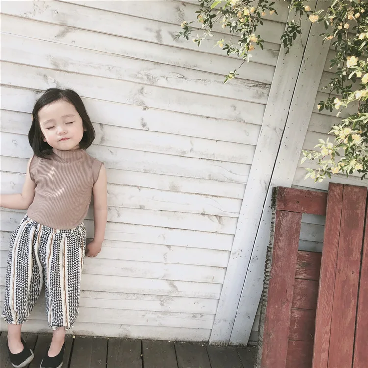 Летняя Новинка 2019 корейский разноцветный хлопковый жилет без рукавов с