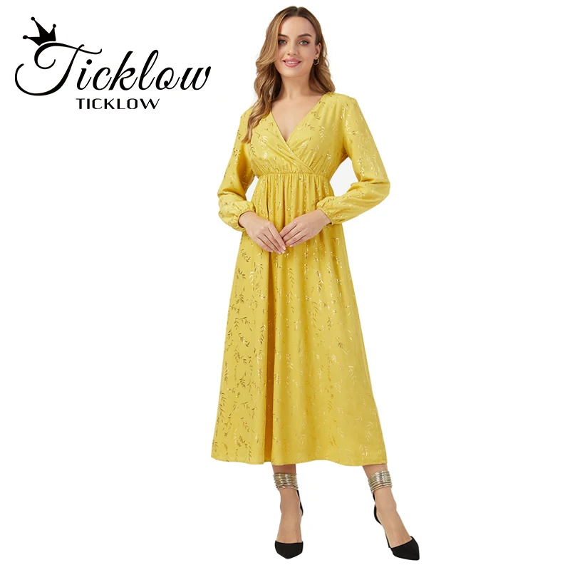 

Women Chiffon Long Dress Floral Print Lantern Sleeve A-Line Vestidos Autumn New Elegant Vintage V Neck Spring And Summer Dresses