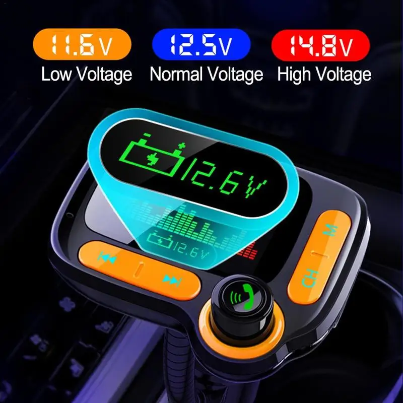 FM трансмиттер автомобильный Pantalla A Color Bluetooth 5 0 беспроводной модулятор mp3 плеер QC 3