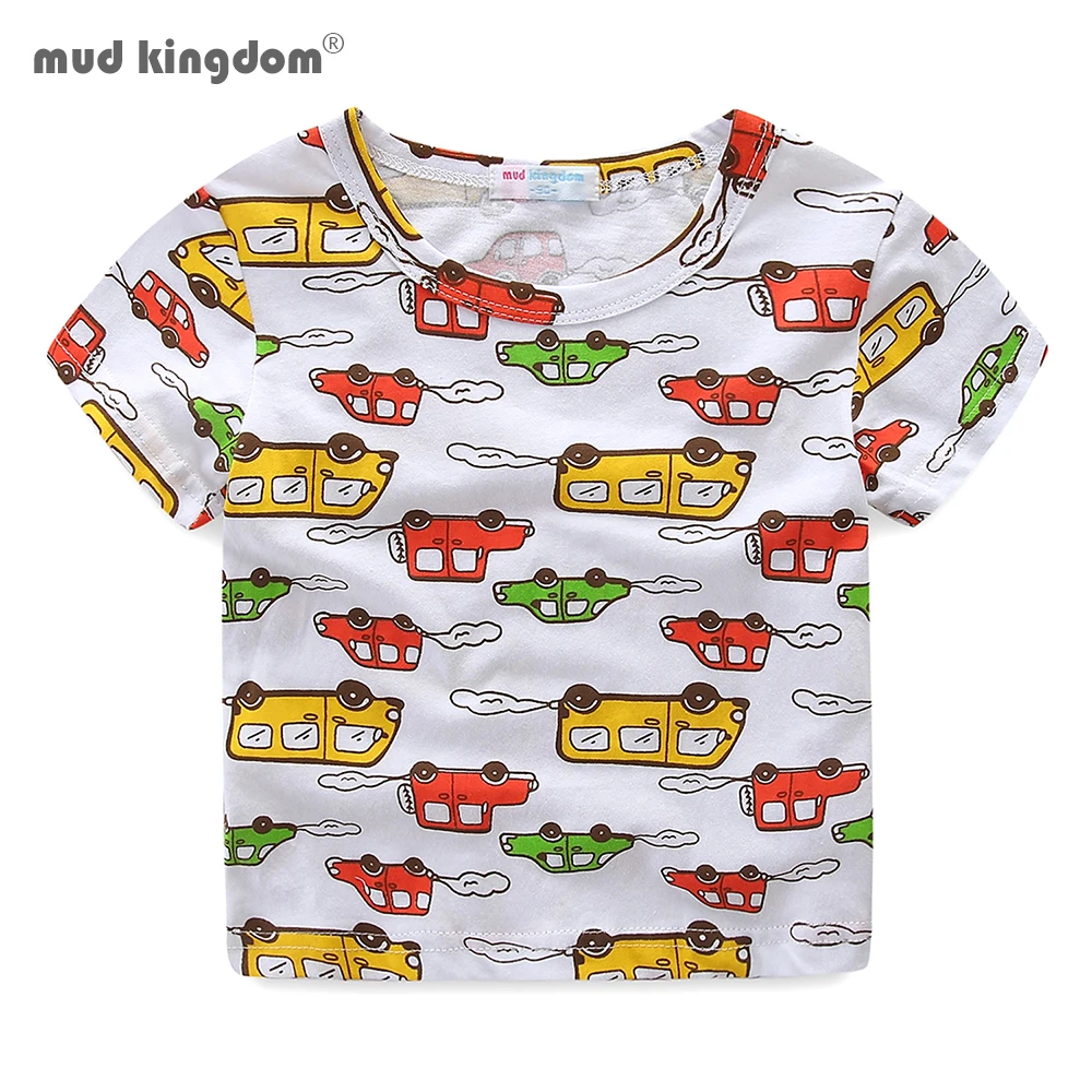 

Mudkingdom Boys Girls T-Shirts Short Sleeve Cartoon Car Pattern Tops for Kids Clothes Cute O-neck Wear Toddler Clothing Sale