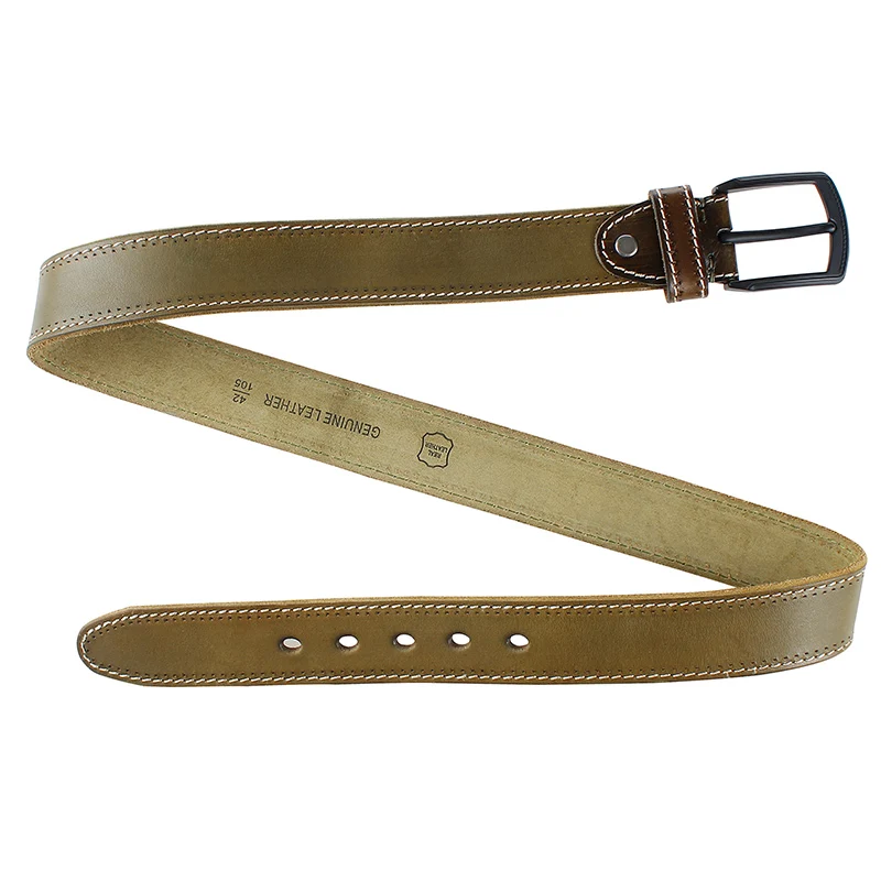 Olive green Мужские ремни MEDYLA из натуральной коровьей кожи, роскошный мужской ремень, кожаный ремень, Пряжка из сплава, повседневный мужской винтажный ремень - Цвет: Olive green