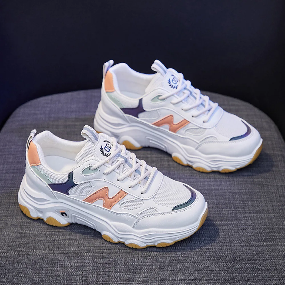

2021 Spring New Breathable Student Versatile Sports Shoes Women's Running Shoes Daddy Women's Shoes