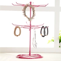 2 tiers rotating detachable metal necklace bracelet jewelry display rack stand