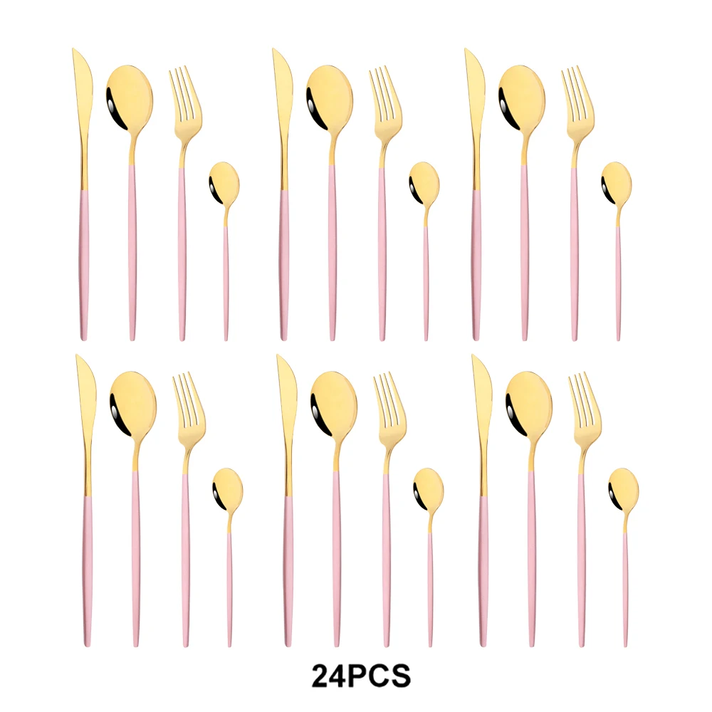 Набор посуды из нержавеющей стали под розовое золото 24 шт. | Дом и сад