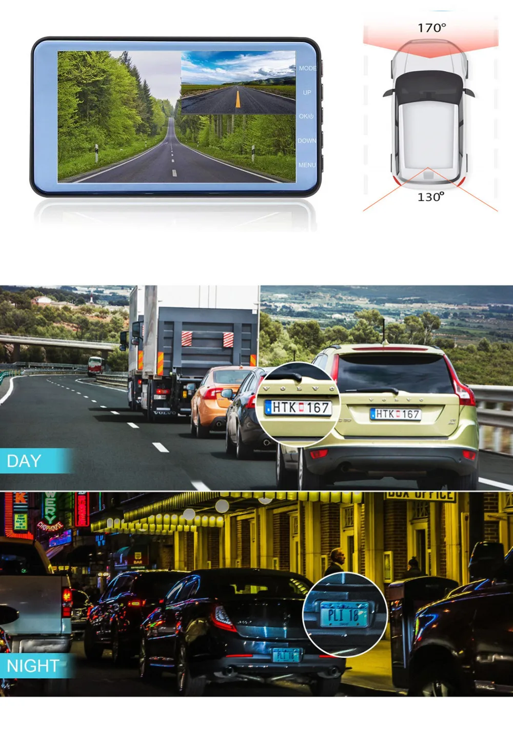 Car 4 Inch LCD Screen 170 Degree Dual Lens HD 1080P Camera DVR Vehicle Video Dash Cam Recorder G-Sensor Night Vision XNC | Автомобили и