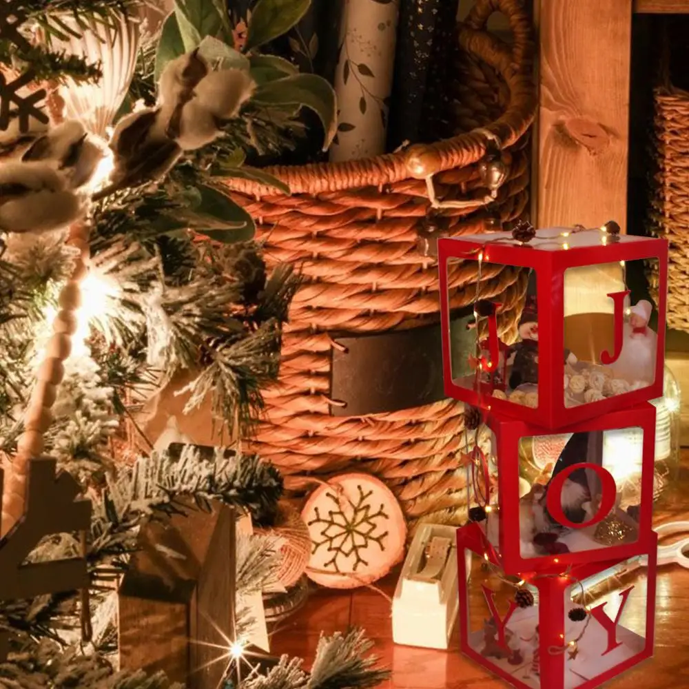 Рождественская прозрачная коробка с украшениями Рождественский Декор для дома