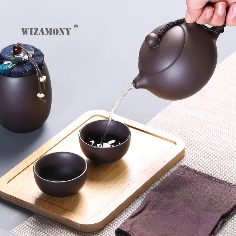 

WIZAMONY Travel Bag Chinese Kung Fu Tea set gaiwan teapot teacups fair mug tea sets white ceramic fot gift puer Drinkware