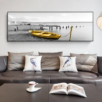 natural gold boat black wooden bridge landscape wall art pictures painting wall art for living room home decor