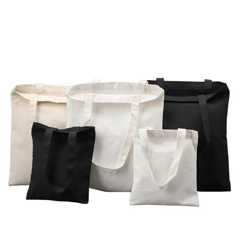 

Wholesale Shopping Bag 10pcs On Sale High Quality Canvas Tote Bag White Black Color Shopping Bag Size 30x37cm DS shopping Bags