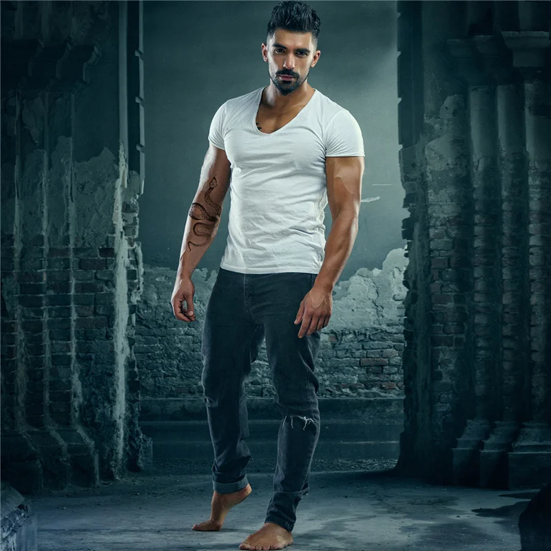 Модные временные тату наклейки для женщин и мужчин черная змея