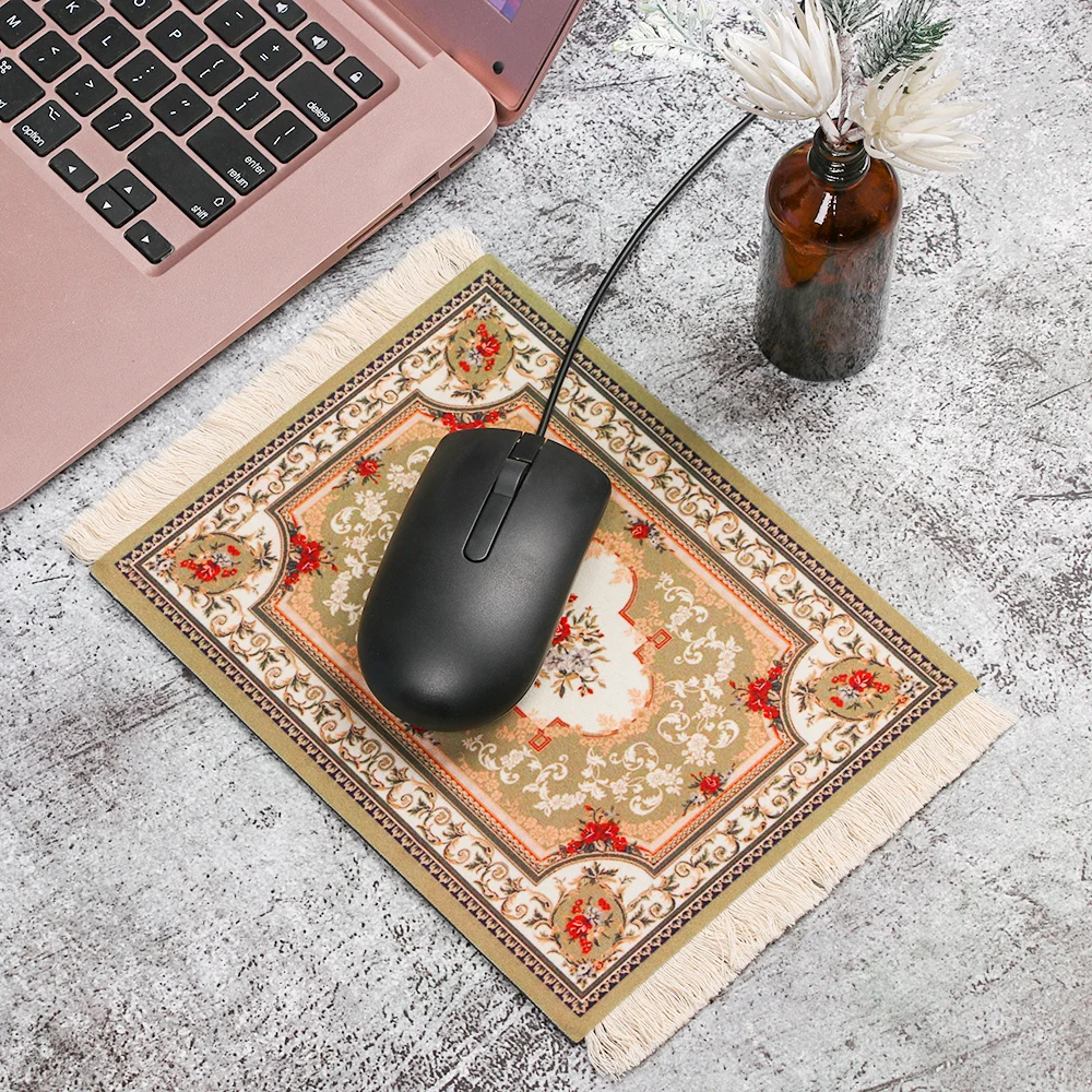 Persian Mini Woven Carpet Mouse Pad Pattern Cup with Fring Retro Style Home Office Table Decoration Craft | Компьютеры и офис