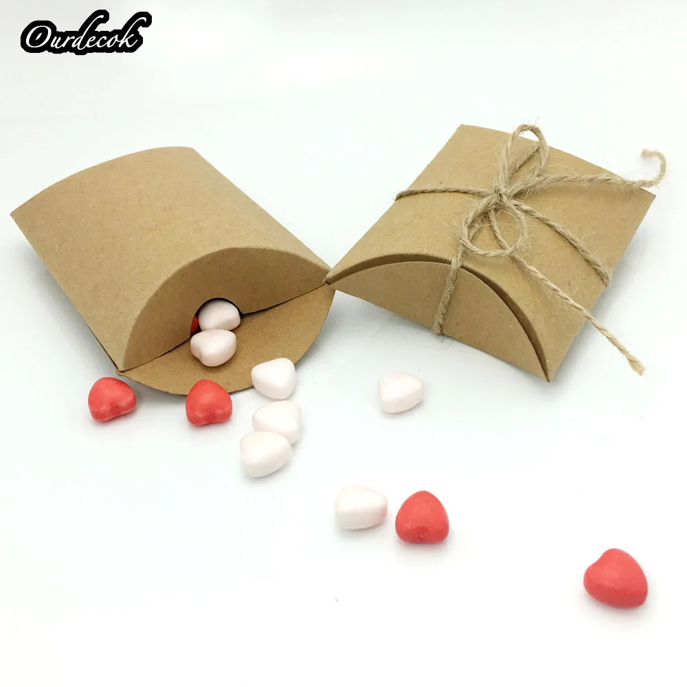 50 шт. свадебный подарок Коробки Крафт Подушка Форма свадьбы День рождения