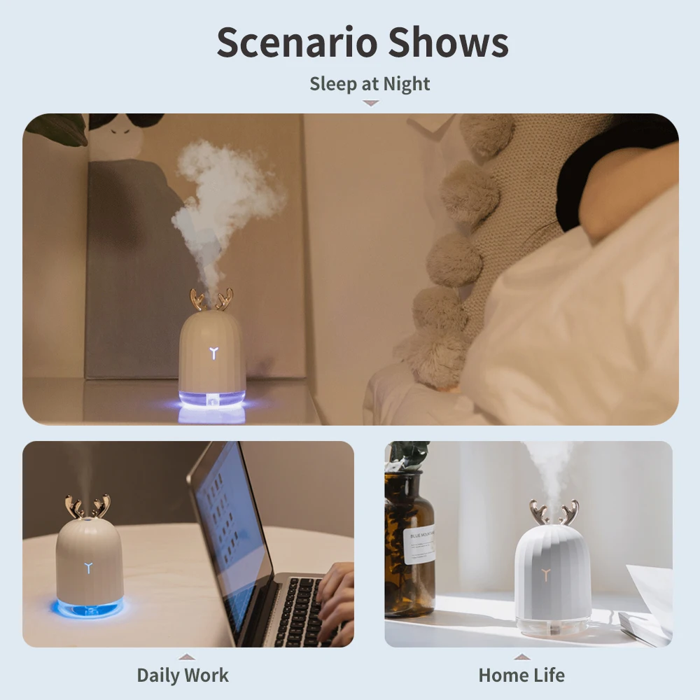 

HiPiCok Air Humidifier Aroma Essential Oil Diffuser Ultrasonic Humidifier Nano Spray USB Aromatherapy Diffuser + LED Night Light