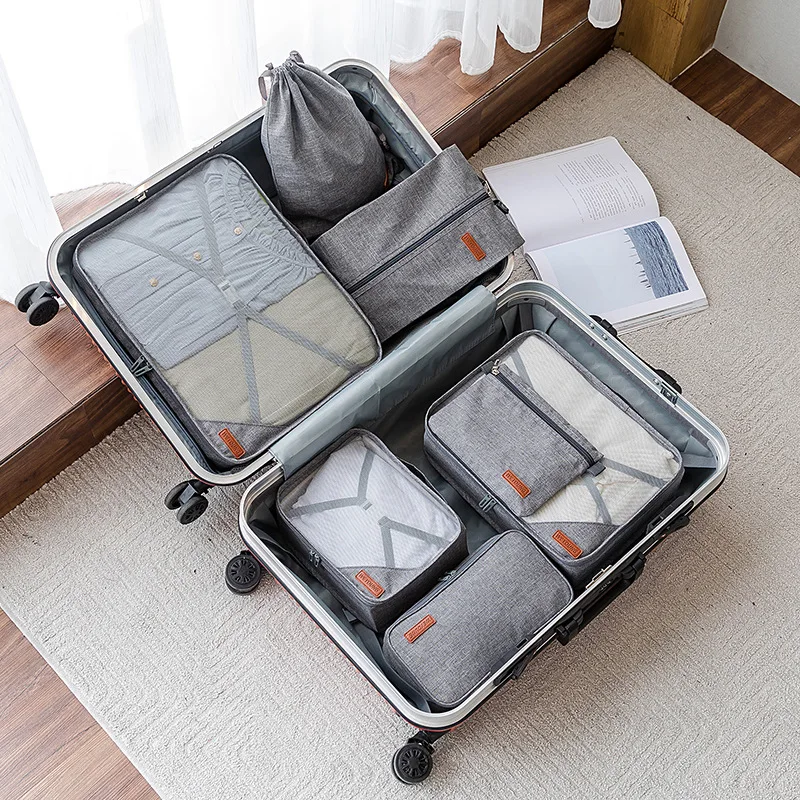 High-grade 7pcs/set Suitcase Organizer Koffer Organizer Sets Luggage Organizer Laundry Pouch Packing Set Storage Bag for Clothes