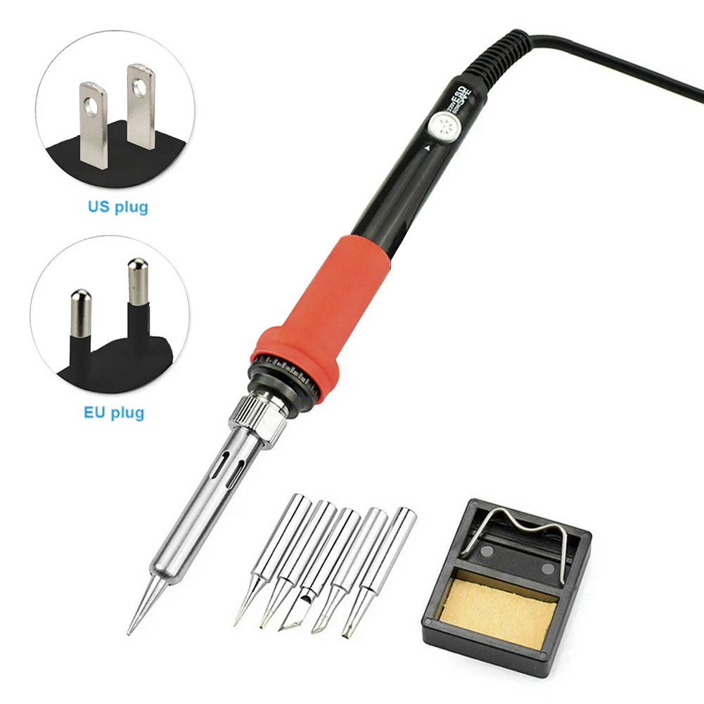 

Portable Temperature Electric Soldering Iron Kit With 5pcs Iron Tips Welding Solder Rework Station Heat Pencil Tips Repair Tool