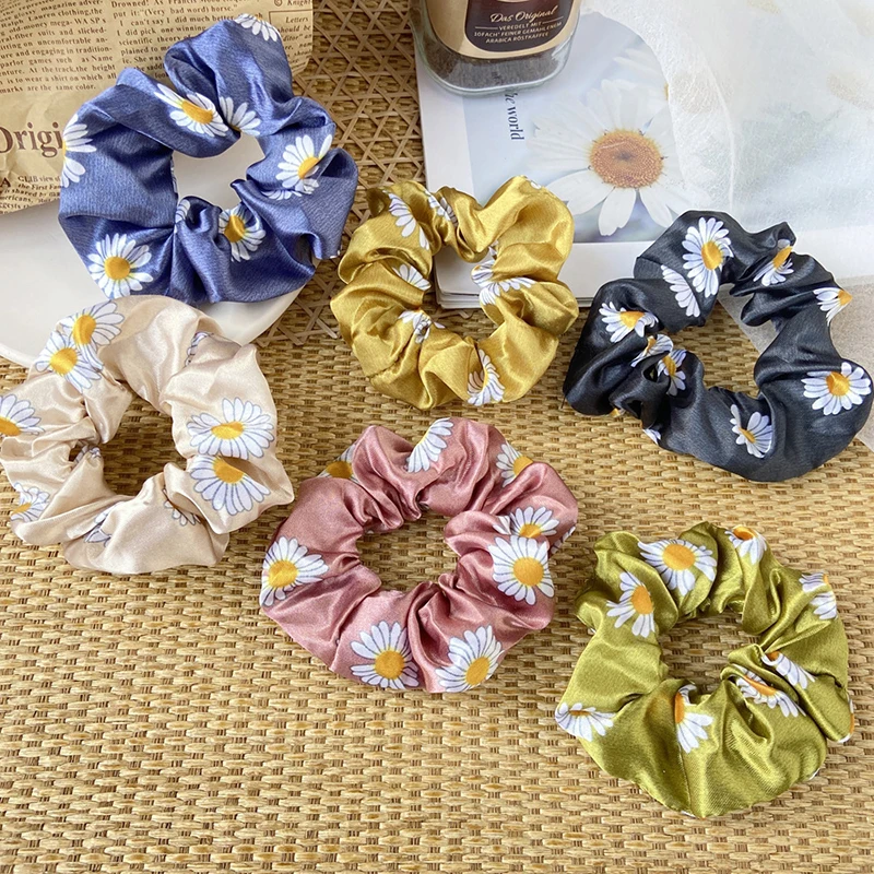 Резинка для волос женская с цветочным принтом маленькая заколка хвоста