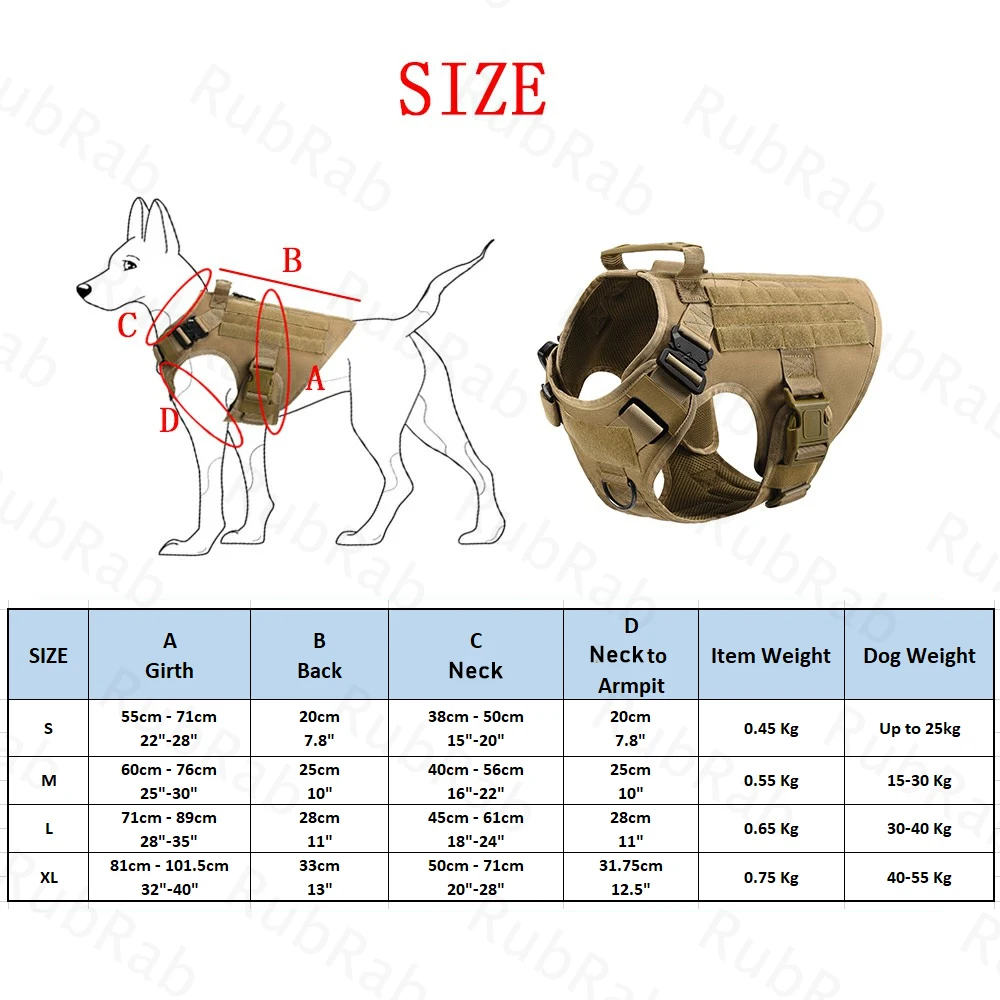 

Tactical Dog Harness Vest Military Working Training Molle Vest Metal Buckles Shepherd Labrador Durable Pet Harness