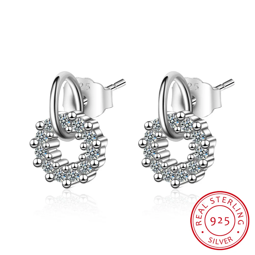 Женские серьги подвески LEKANI сережки круглой формы серебристого цвета ювелирные