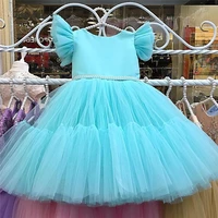 infant girls clothes puffy tulle v back satin princess birthday dress kids party costumes girls dress