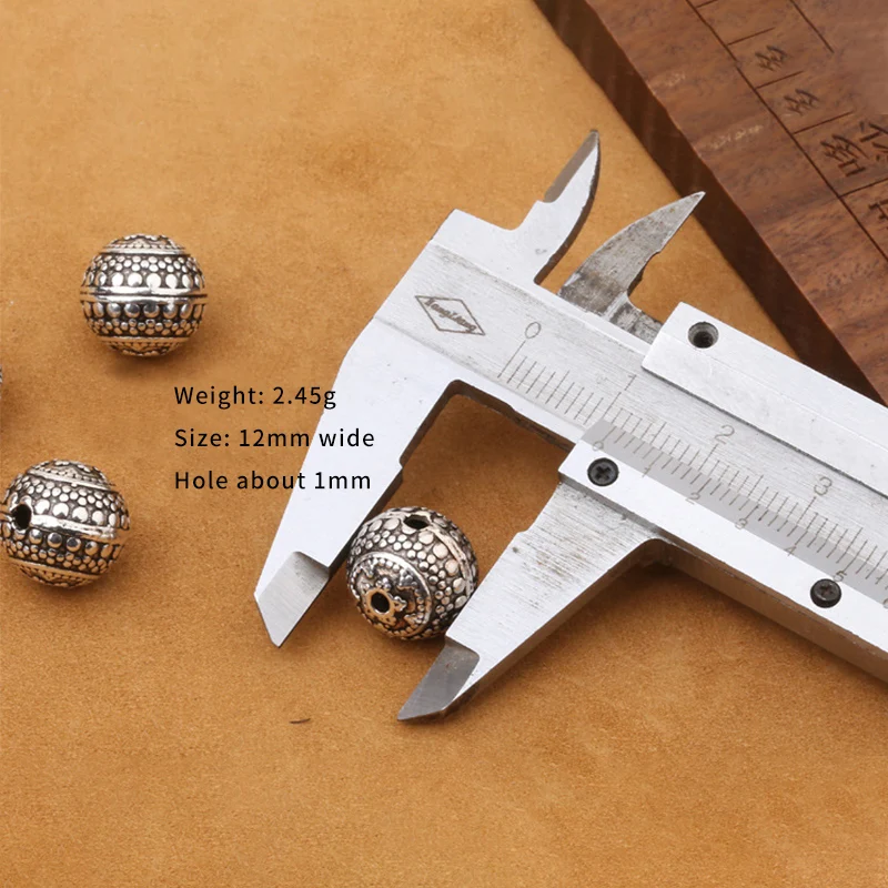 Wholesale S925 Sterling  Jewelry Thai Silver DIY Bracelet Accessories 12mm Tee Buddha Head Bodhi Necklace Beads