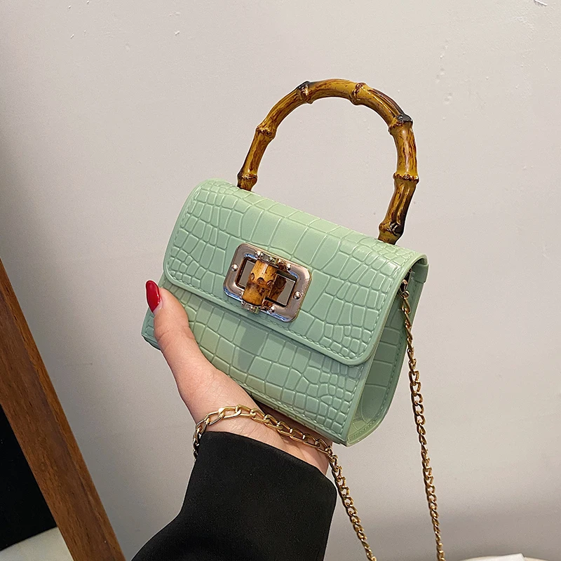 

Женские сумки-тоуты, Повседневная мини-сумка на цепочке через плечо, модный клатч из бамбука в Корейском стиле, дорожный мессенджер