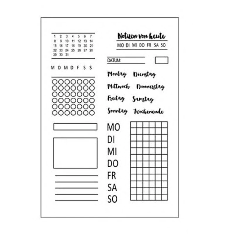 Немецкие прозрачные штампы даты календаря планировщика журнал украшение для