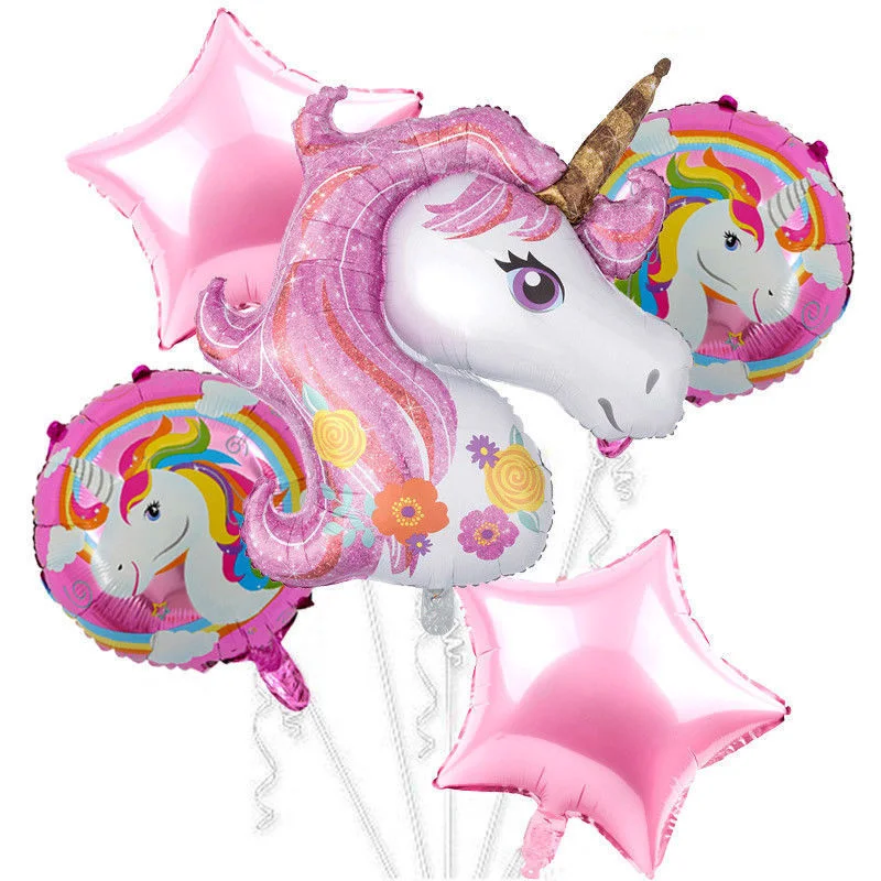 

Large unicorn star foil balloons set latex Helium balloon combination event party happy birthday decoration for kids