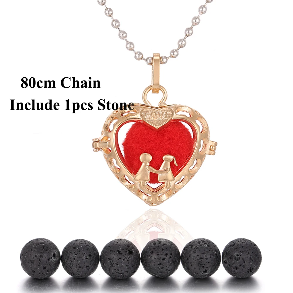 Ароматическое ожерелье любящее сердце лава вулканический медальон с камнем
