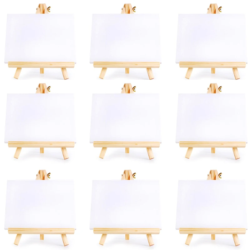 

12 Set Artists Mini Canvas Set Painting Craft DIY Drawing Small Table Easel Gift