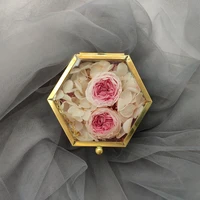 ring box gift boxpreserved jewelry box glass engagement wedding box jewelry rose flower design holder lover jewellery wholesale
