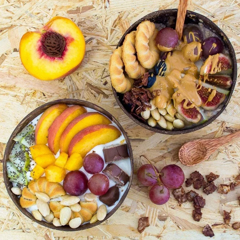 

Coconut Bowls Spoon Set,4 Bowls 4 Spoons,Gift for Vegans,Salad Fruit Snack Bowl for Kitchen,Dining and Decoration
