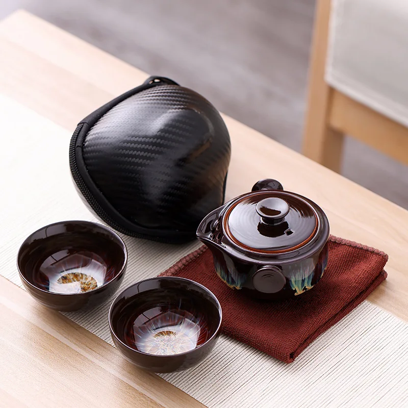 Portable Kungfu Tea Set Ceramic Teaset Simple Appearance Teaware Chinese Designer Travel One Teapot Two Cups Drinkware Gift Good | Дом и сад