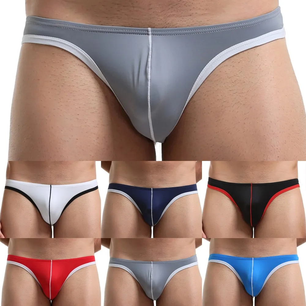 

Men Sexy Underwear Cotton Panties Thong Fashion Erotic Solid Color Ice Silk Breathable Comfortable Brief Bulge Pouch Underwear