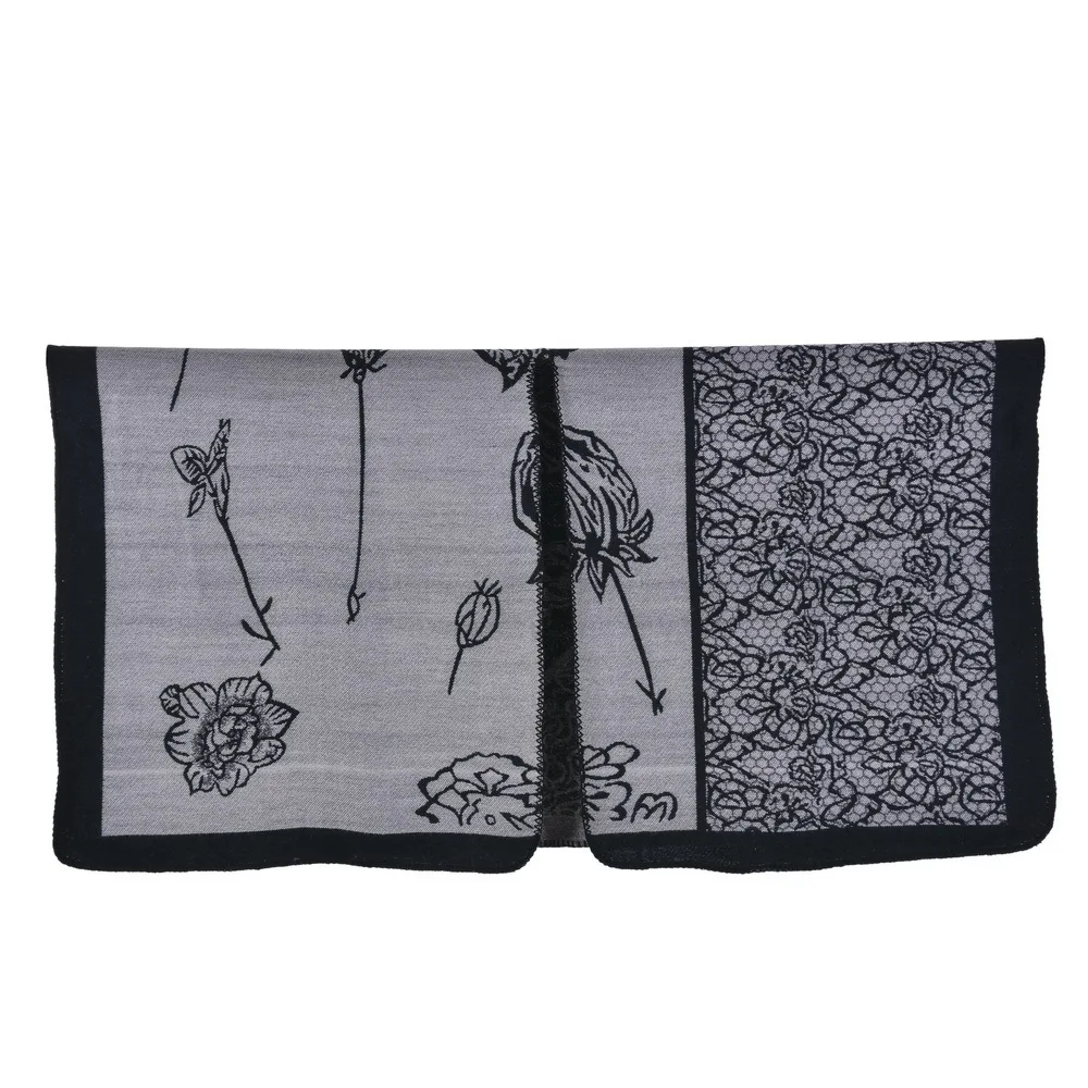 

Embroidery Cashmere Winter Warm Ponchos Capes for Women Foulard Femme Shawls and Wraps Stripped Pashmina Female Bufanda Mujer