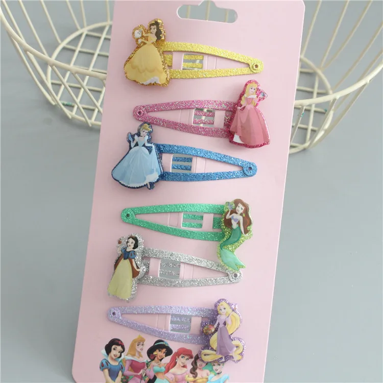 Disney-Conjunto de 6 unids/set de horquilla de Blancanieves para el pelo, banda de goma para niños,