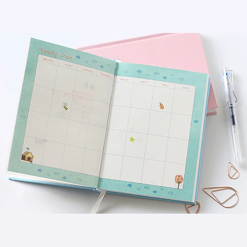 Простой дневник с милым списком на 365 дней блокнот планировщик цветной