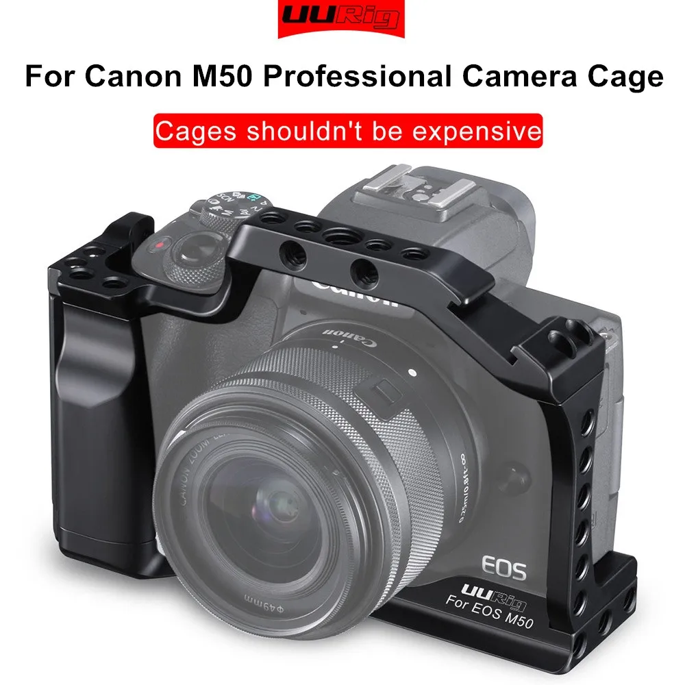 black C-M50 UURig профессиональная DSLR камера клетка для Canon M50 M5 Arca быстросъемная клетка для EOS M50 Горячий башмак Arri отверстие 1/" 3/8" r60 - Цвет: black