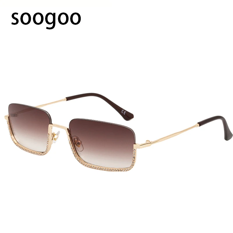 

Vintage Rectangle Sunglasses Women 2021 Luxury Brand Designer Small Half Frame Square Sun Glasses Trendy Retro Eyewear ​UV 400