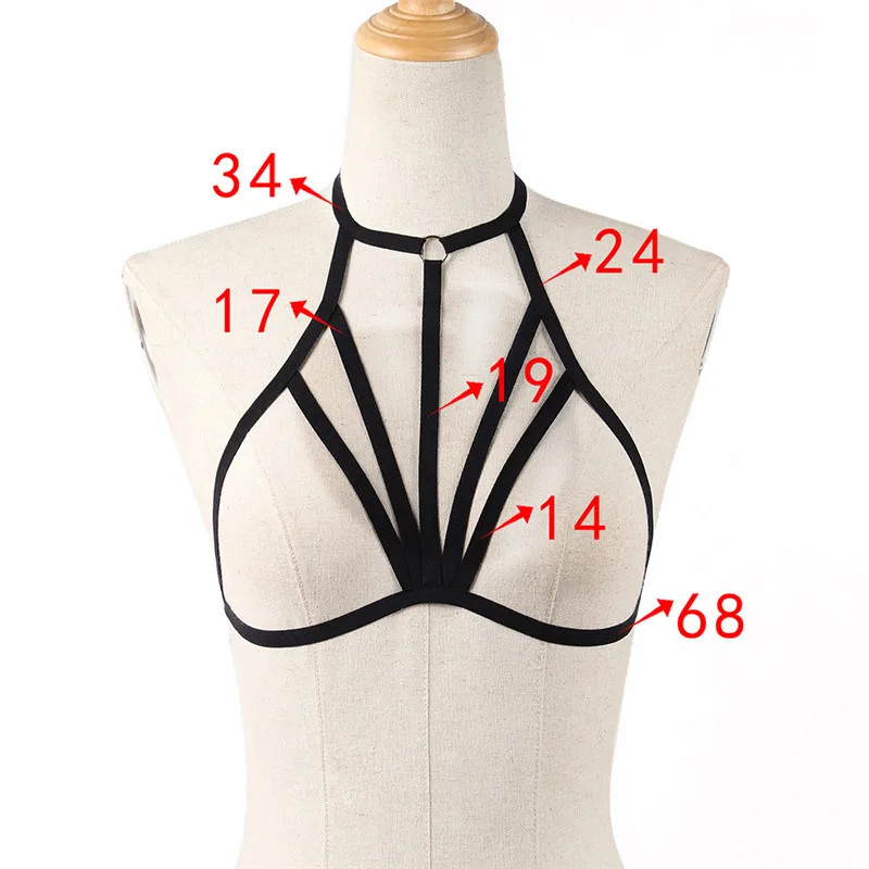 

1PCS Cupless 4Sizes Sexy Goth Lingerie Elastic Alluring Bustier Bandage Bra Cupless Lingerie Bandage Body Belt Crop Tops