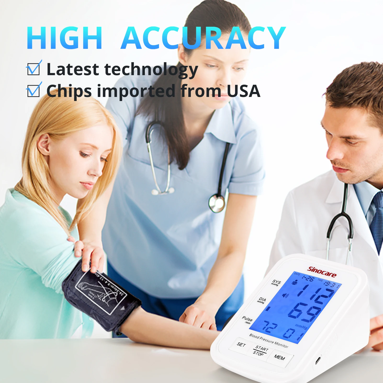 

smart Arm Blood Pressure Monitor meter Cuff Medical Nurse Device Sphygmomanometer Blood Pressure Home Health Detector machine