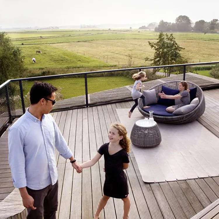 Уличная кровать из ротанга ротанговая круглая двойная в европейском стиле