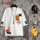 Футболка Zongke мужская с принтом и коротким рукавом, модная уличная одежда, рубашка в стиле хип-хоп, модель 2022 японская одежда